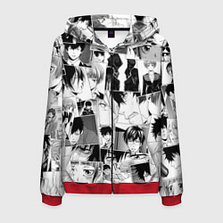 Толстовка 3D на молнии мужская Psycho Pass pattern, цвет: 3D-красный