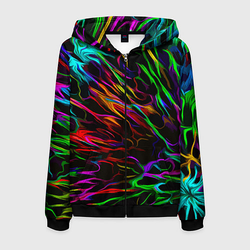 Мужская толстовка на молнии Neon pattern Vanguard / 3D-Черный – фото 1