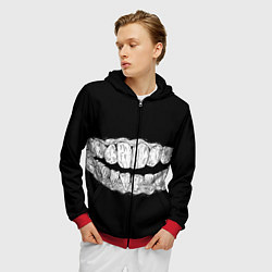 Толстовка 3D на молнии мужская Зубы Каонаси, цвет: 3D-красный — фото 2