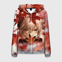 Толстовка 3D на молнии мужская Кадзуха и кленовые листья, цвет: 3D-меланж
