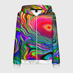 Толстовка 3D на молнии мужская Expressive pattern Neon, цвет: 3D-белый