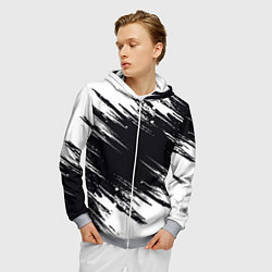 Толстовка 3D на молнии мужская БЕЛАЯ КРАСКА БРЫЗГИ, цвет: 3D-меланж — фото 2