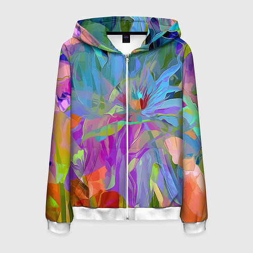 Мужская толстовка на молнии Abstract color pattern Summer 2022 / 3D-Белый – фото 1