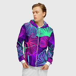 Толстовка 3D на молнии мужская Neon color pattern Fashion 2023, цвет: 3D-белый — фото 2