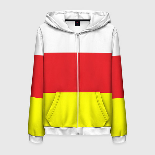 Мужская толстовка на молнии СЕВЕРНАЯ ОСЕТИЯ РЕСПУБЛИКА / 3D-Белый – фото 1