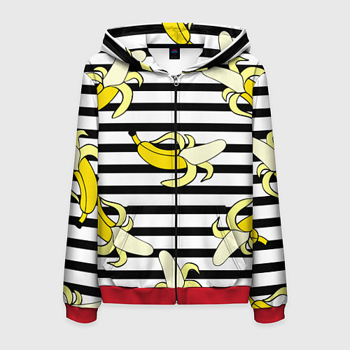 Мужская толстовка на молнии Banana pattern Summer / 3D-Красный – фото 1