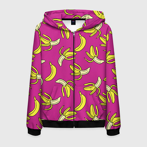 Мужская толстовка на молнии Banana pattern Summer Color / 3D-Черный – фото 1