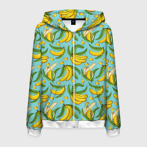 Мужская толстовка на молнии Banana pattern Summer Fashion 2022 / 3D-Белый – фото 1