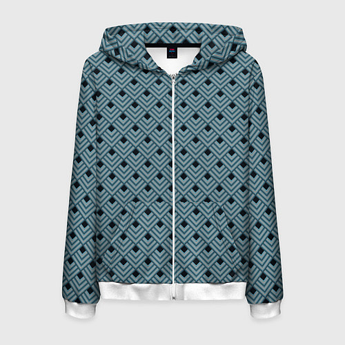 Мужская толстовка на молнии Абстракция из разноцветных квадратов / 3D-Белый – фото 1