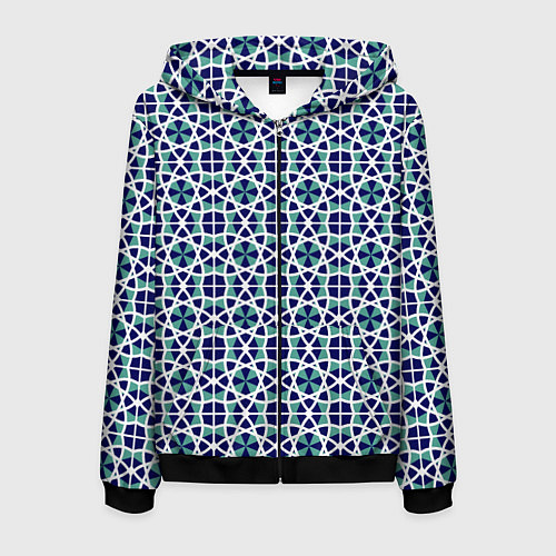 Мужская толстовка на молнии ЛИНИИ ПАТТЕРН ГЕОМЕТРИЧЕСКИЙ / 3D-Черный – фото 1