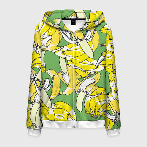 Мужская толстовка на молнии Banana pattern Summer Food / 3D-Белый – фото 1