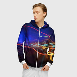 Толстовка 3D на молнии мужская Neon vanguard pattern Lightning Fashion 2023, цвет: 3D-белый — фото 2