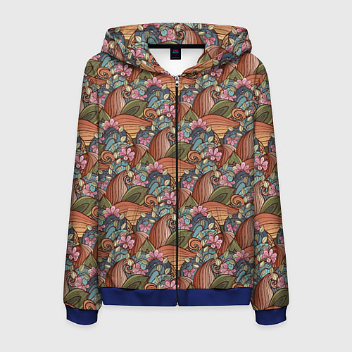 Мужская толстовка на молнии Паттерн волнистые узоры / 3D-Синий – фото 1