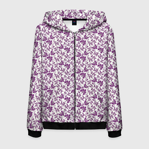 Мужская толстовка на молнии Фиолетовая гжель / 3D-Черный – фото 1