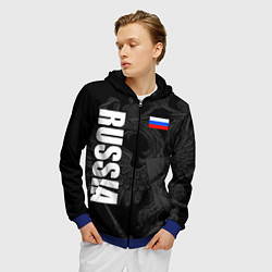 Толстовка 3D на молнии мужская RUSSIA - BLACK EDITION, цвет: 3D-синий — фото 2