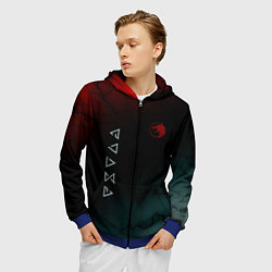 Толстовка 3D на молнии мужская The witcher Волк Черные Молнии, цвет: 3D-синий — фото 2