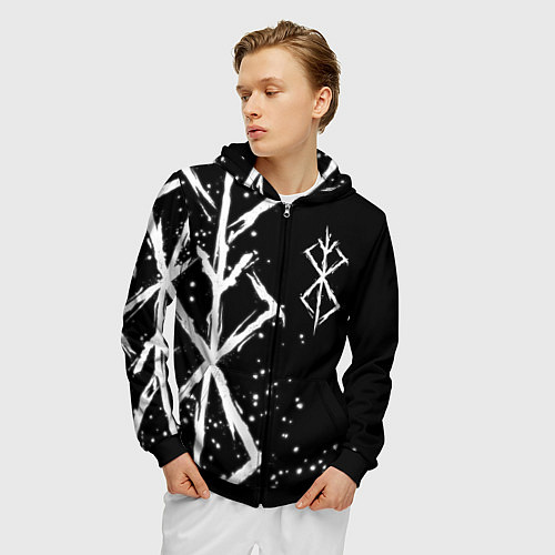 Мужская толстовка на молнии КЛЕЙМО ЖЕРТВЫ - БЕРСЕРК / 3D-Черный – фото 3