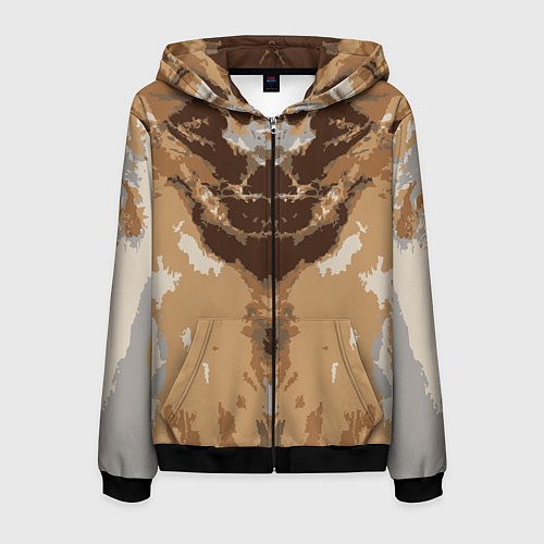 Мужская толстовка на молнии Абстрактный, графический узор коричневого цвета / 3D-Черный – фото 1