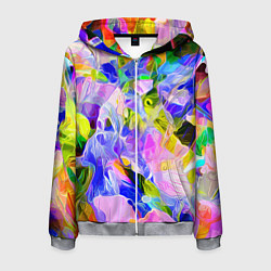 Толстовка 3D на молнии мужская Красочный цветочный узор Весна - Лето 2023 Colorfu, цвет: 3D-меланж