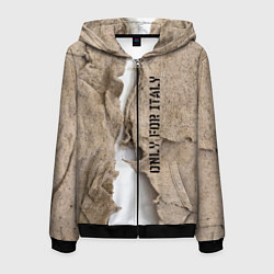 Толстовка 3D на молнии мужская Только для Италии Мешковина Рваньё Only for Italy, цвет: 3D-черный