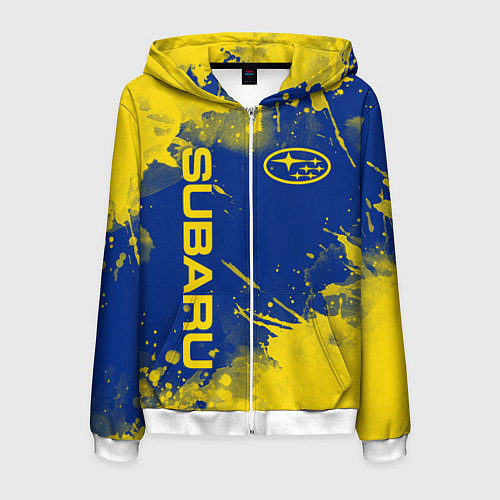 Мужская толстовка на молнии SUBARU - СУБАРУ БРЫЗКИ КЛАССИЧЕСКИЕ / 3D-Белый – фото 1