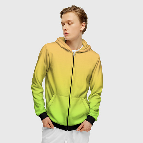 Мужская толстовка на молнии GRADIEND YELLOW-GREEN / 3D-Черный – фото 3