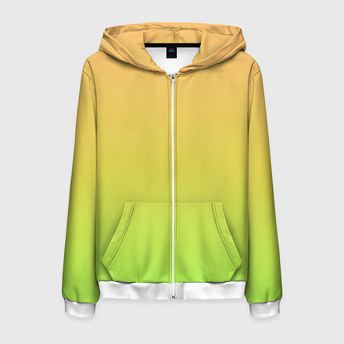 Мужская толстовка на молнии GRADIEND YELLOW-GREEN / 3D-Белый – фото 1