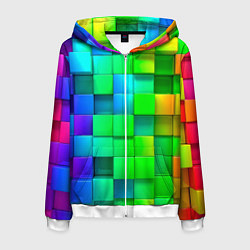 Мужская толстовка на молнии РАЗНОЦВЕТНЫЕ КУБИКИ MULTICOLORED CUBES