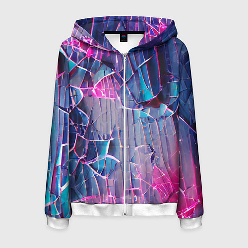 Мужская толстовка на молнии Осколки стекла / 3D-Белый – фото 1