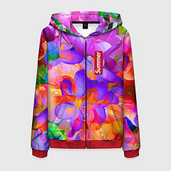 Мужская толстовка на молнии Красочный цветочный паттерн Лето Colorful Floral P