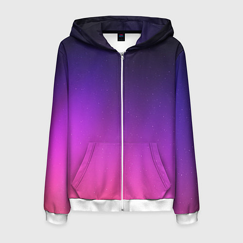 Мужская толстовка на молнии Розовофиолетовый градиент / 3D-Белый – фото 1