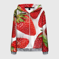 Толстовка 3D на молнии мужская Strawberries, цвет: 3D-меланж