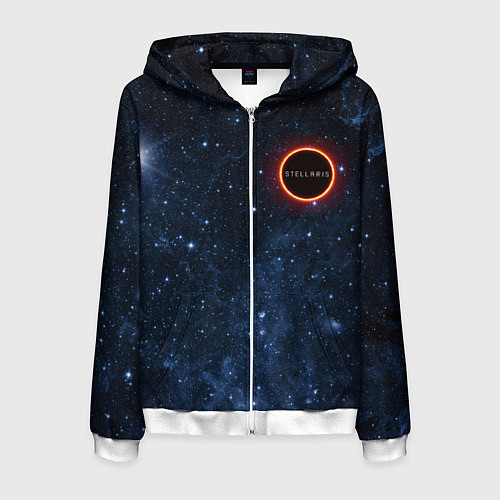 Мужская толстовка на молнии Stellaris Black Hole Logo / 3D-Белый – фото 1