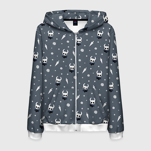 Мужская толстовка на молнии Рыцарь, Гео, Гвоздь Hollow Knight / 3D-Белый – фото 1