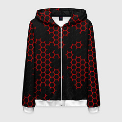 Мужская толстовка на молнии НАНОКОСТЮМ Black and Red Hexagon Гексагоны