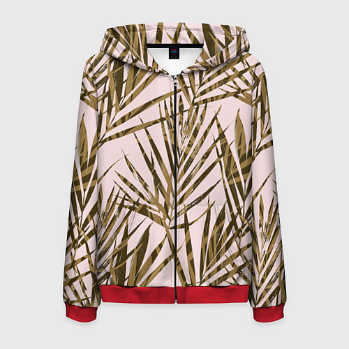 Мужская толстовка на молнии Тропические Пальмы Летом / 3D-Красный – фото 1