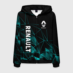 Толстовка 3D на молнии мужская Renault Геометрия бирюзовый, цвет: 3D-черный