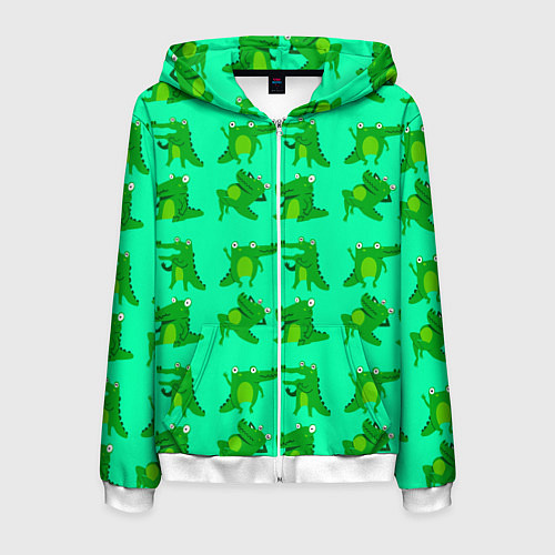Мужская толстовка на молнии FUNNY CROCODILES / 3D-Белый – фото 1