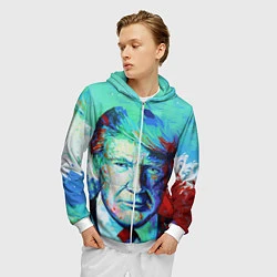 Толстовка 3D на молнии мужская Дональд Трамп арт, цвет: 3D-белый — фото 2