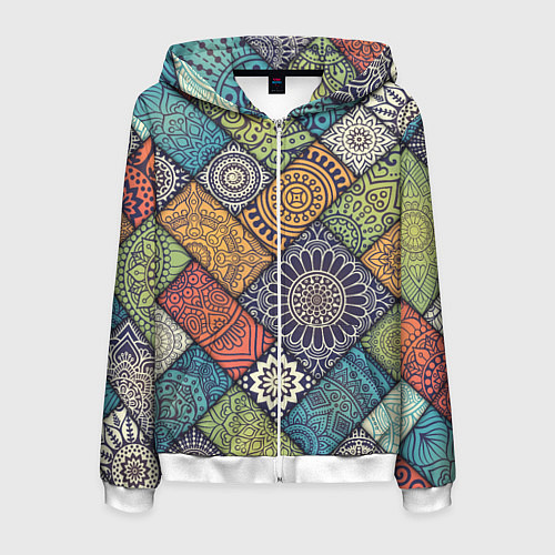 Мужская толстовка на молнии Мандала орнамент / 3D-Белый – фото 1
