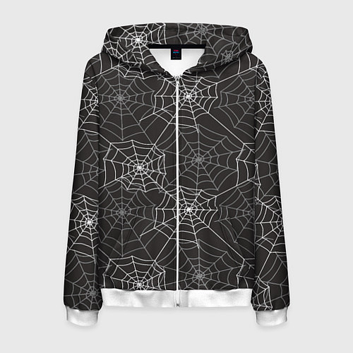 Мужская толстовка на молнии Паутинка паттерн / 3D-Белый – фото 1