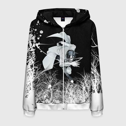 Мужская толстовка на молнии Белый Неон над лесом White Neon / 3D-Белый – фото 1