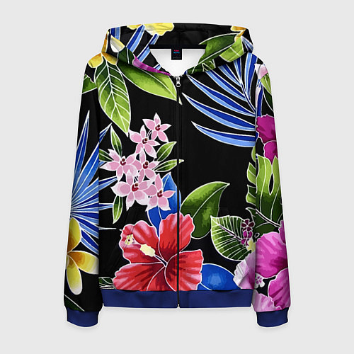 Мужская толстовка на молнии Floral vanguard composition Летняя ночь Fashion tr / 3D-Синий – фото 1