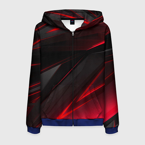 Мужская толстовка на молнии Красно-черный фон / 3D-Синий – фото 1