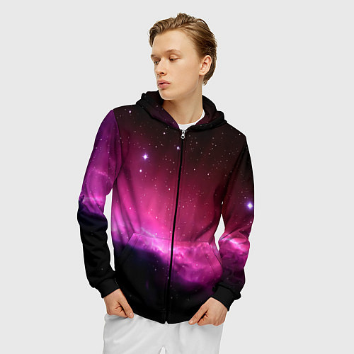 Мужская толстовка на молнии Night Nebula / 3D-Черный – фото 3