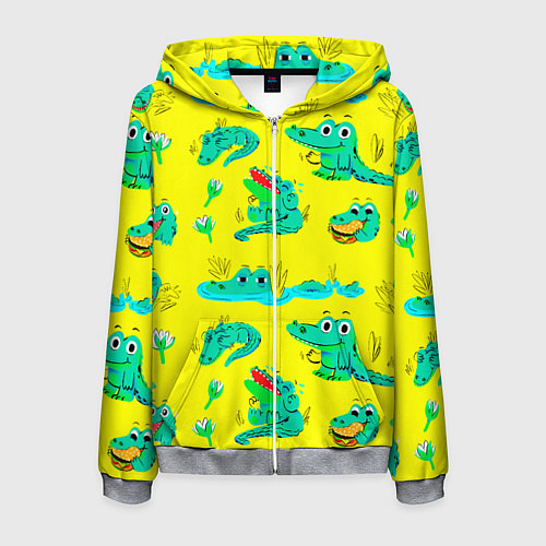 Мужская толстовка на молнии GREEN CROCODILES / 3D-Меланж – фото 1
