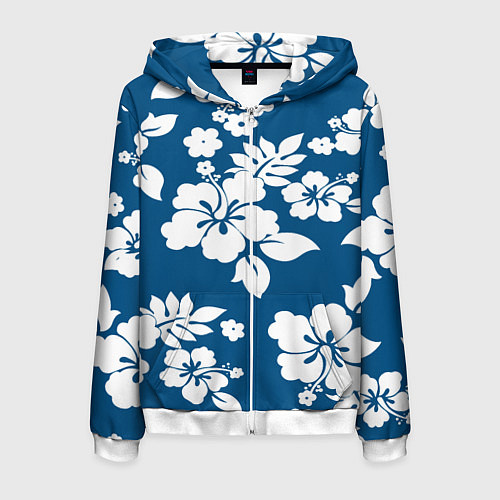 Мужская толстовка на молнии Цветочный паттерн Минимализм / 3D-Белый – фото 1