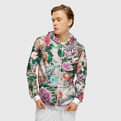 Толстовка 3D на молнии мужская Color floral pattern Expressionism Summer, цвет: 3D-белый — фото 2