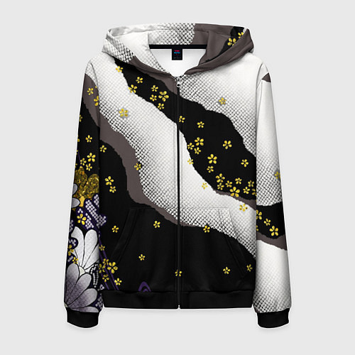 Мужская толстовка на молнии JAPAN PATTERN / 3D-Черный – фото 1