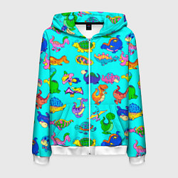 Толстовка 3D на молнии мужская PREHISTORIC DINOSAURS, цвет: 3D-белый